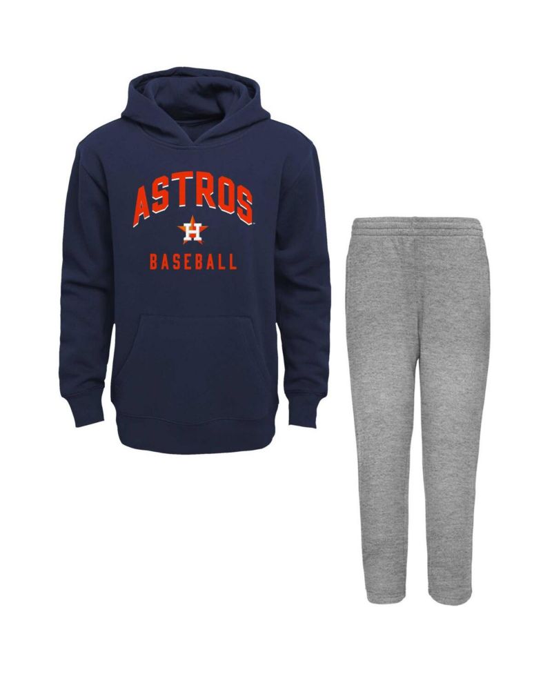 Baby Boys and Girls Navy/Heather Gray Houston Astros Play by Play Pullover Hoodie Pants Set