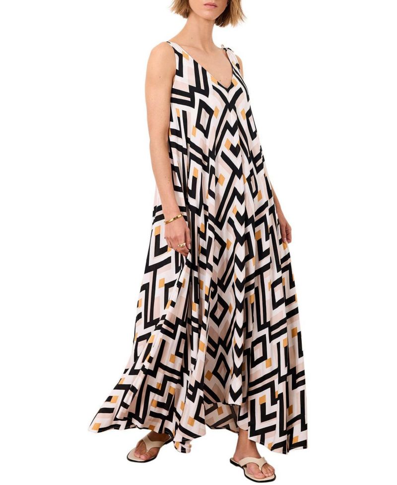 Women's Monaco Geometric V-Neck Maxi Dress