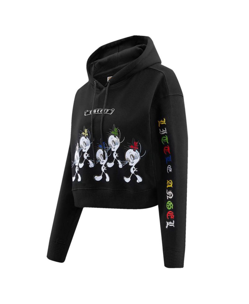 Women's Looney Tunes Tweety Bird Cropped Pullover Hoodie