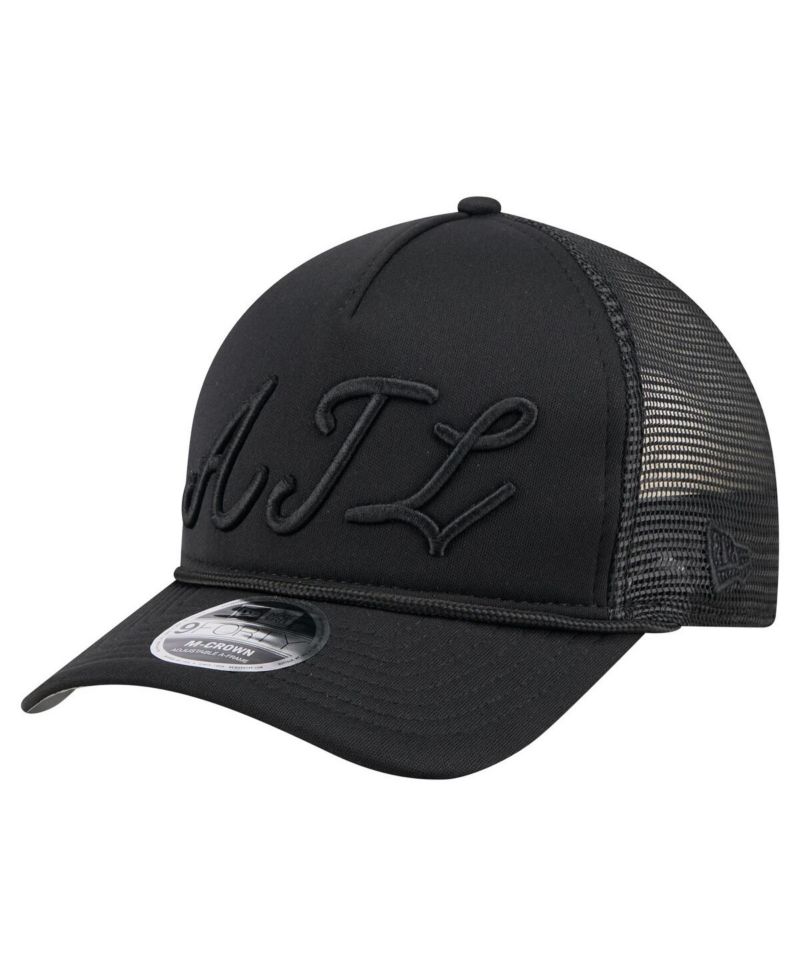 Men's Black Atlanta Braves City Initial 9FORTY A-Frame M-Crown Adjustable Trucker Hat
