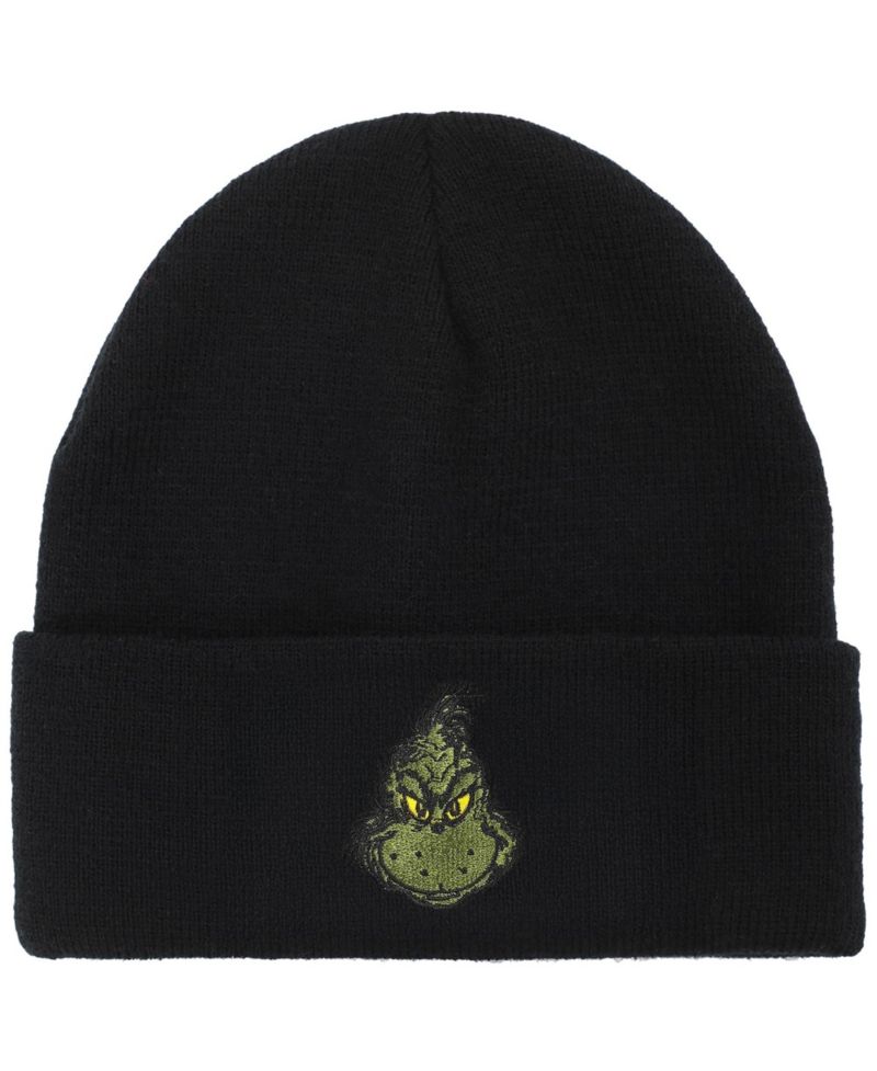 Men's Embroidery Black Acrylic Yarn Standard Cuff Beanie