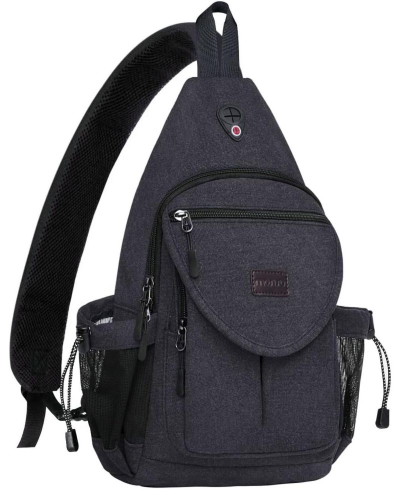 Canvas Sling Backpack with Anti-Theft Pocket - Water-Resistant Crossbody Hiking Daypack for Travel