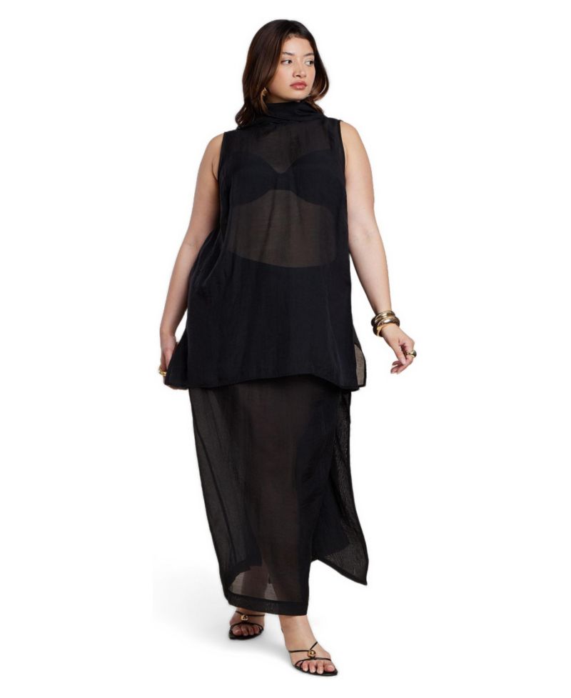 Women's Sheer Neck Tunic Top