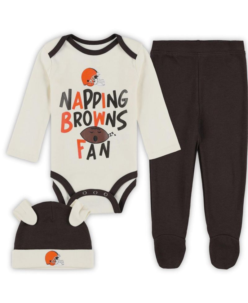 Baby Boys and Girls 3-Pack Cleveland Browns Little Champ Bodysuit Set