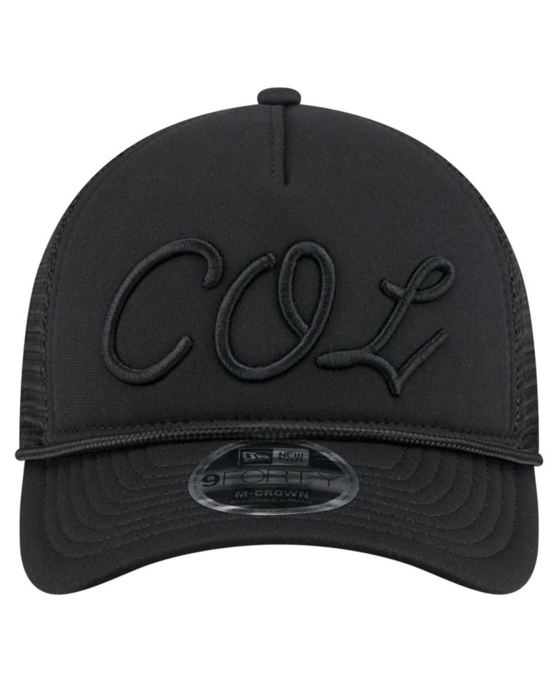 Men's Black Colorado Rockies City Initial 9FORTY A-Frame M-Crown Adjustable Trucker Hat