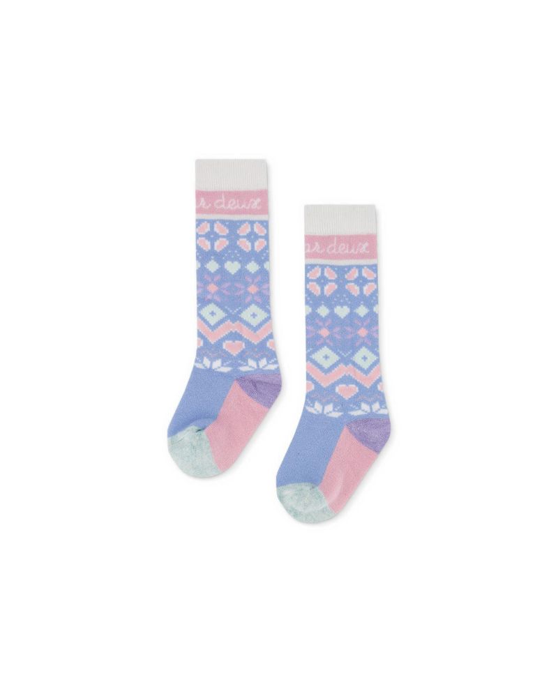 Girls' 4-16 Fair Isle Merino Wool-Blend Ski Socks