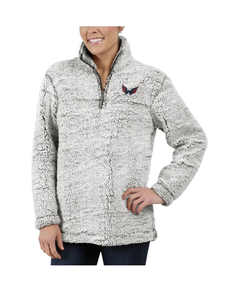 Women's Gray Washington Capitals Sherpa Quarter-Zip Pullover Jacket