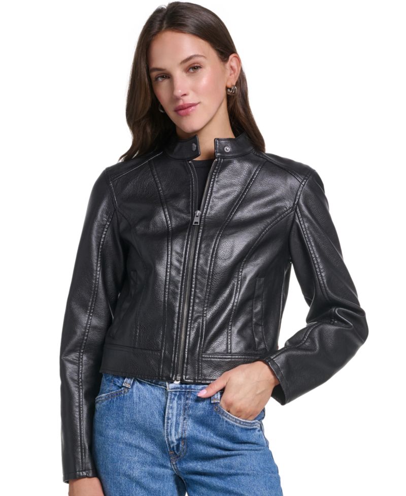 Women's Faux Leather Racer Jacket