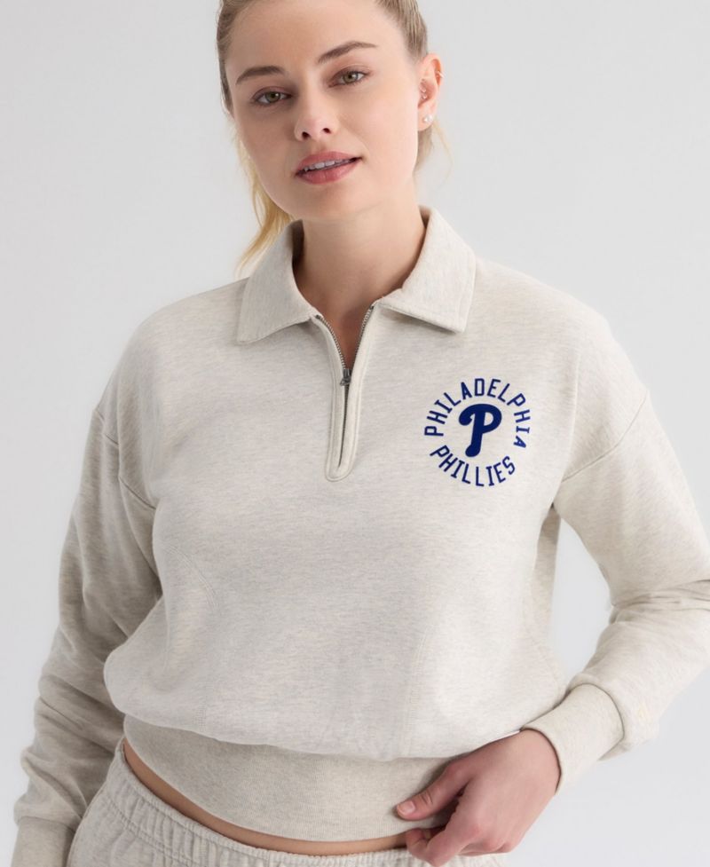 Women's Philadelphia Phillies Iconic Cropped Quarter-Zip Sweatshirt