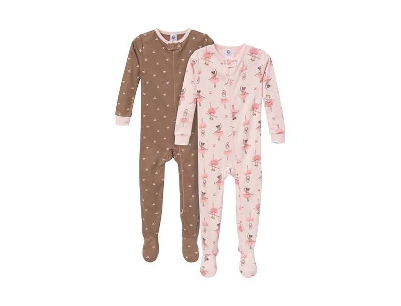 Baby Girls' Snug Fit Footed Pajamas, 2-Pack, Ballerinas