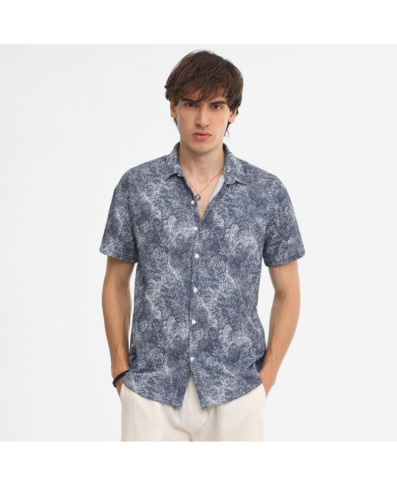 Men's Navy Blue Contrast Hazy Shirt