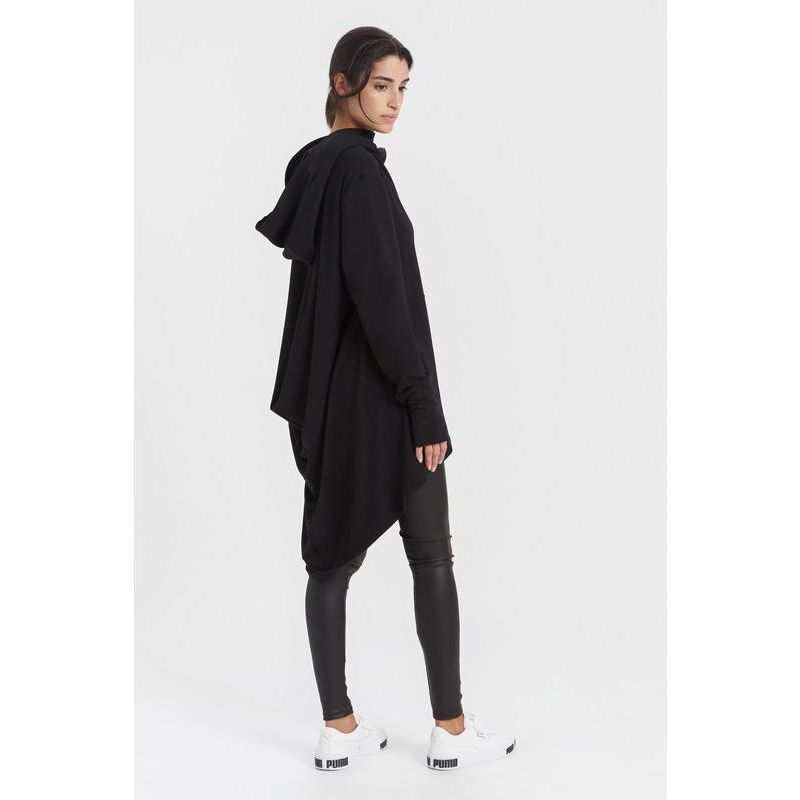 Women's Firenze High-Low Hem Dropped-Shoulder Hoodie with Thumbholes