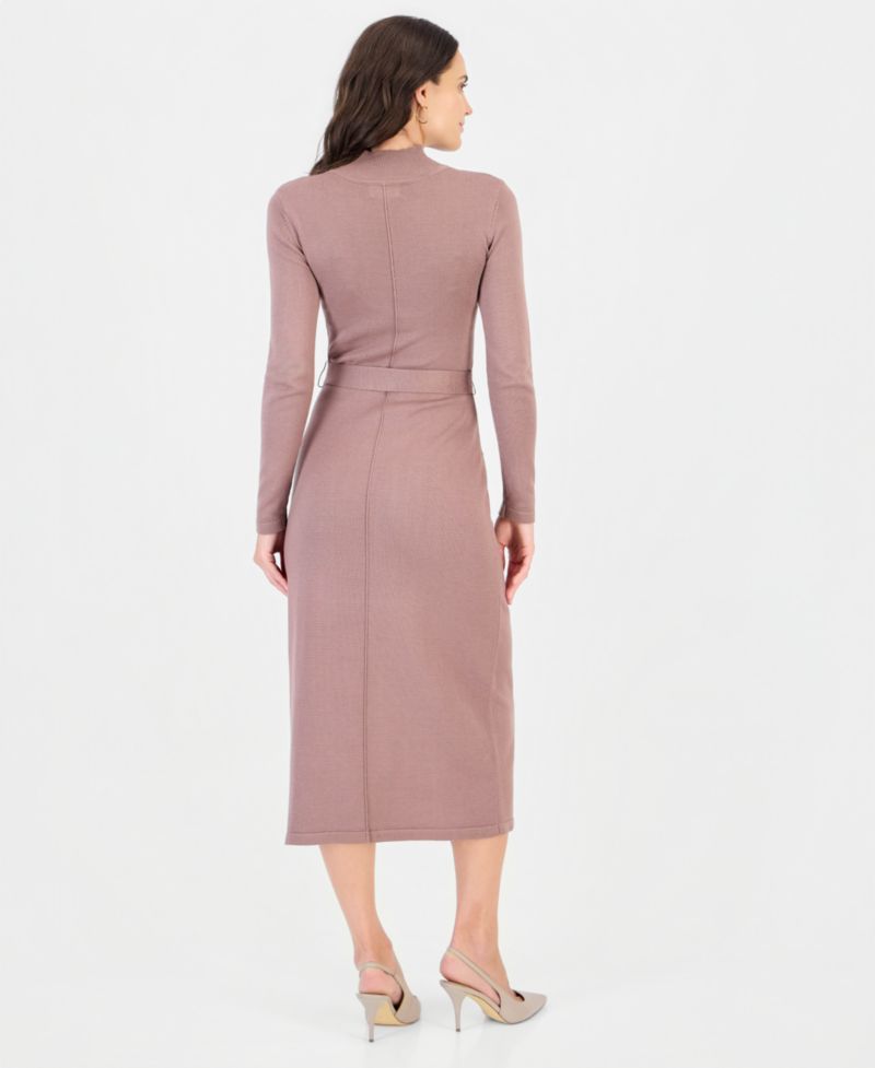 Women's Mock Neck Long-Sleeve Sweater Dress