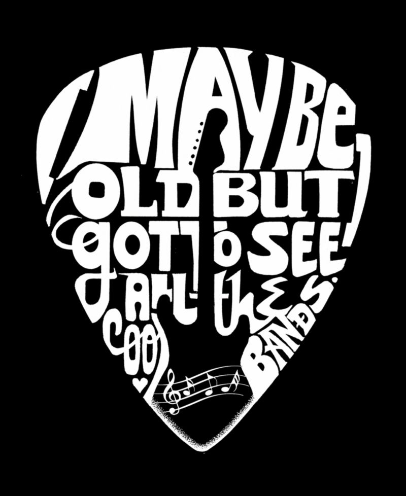 Men's Cotton/Poly Blend Word Art T-shirt - Guitar Pick