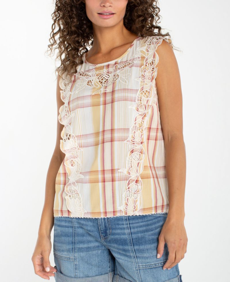 Women's Plaid Crewneck Top