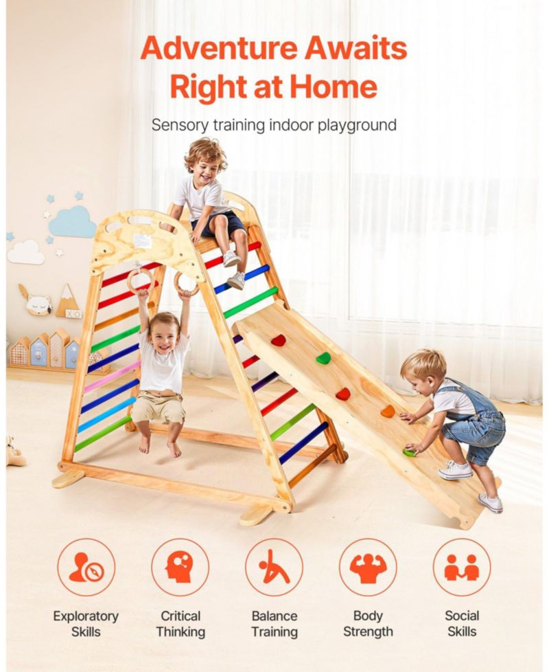 4-in-1 Montessori-Style Wooden Jungle Gym