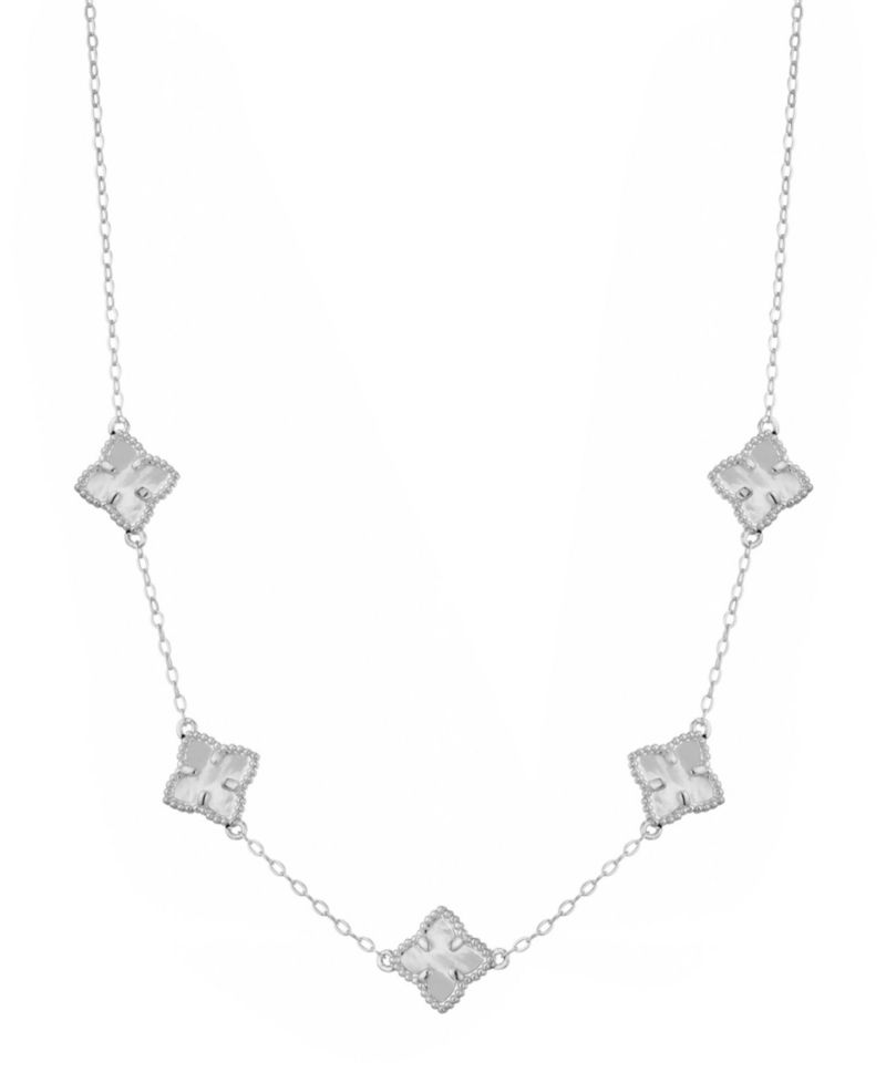 Imitation Pearl Silver 2-Pc. Flower Set