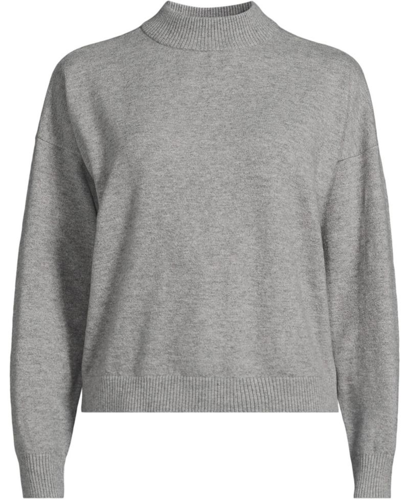 Women's CashTouch Drop-Shoulder Mock Neck Cotton-Blend Sweater