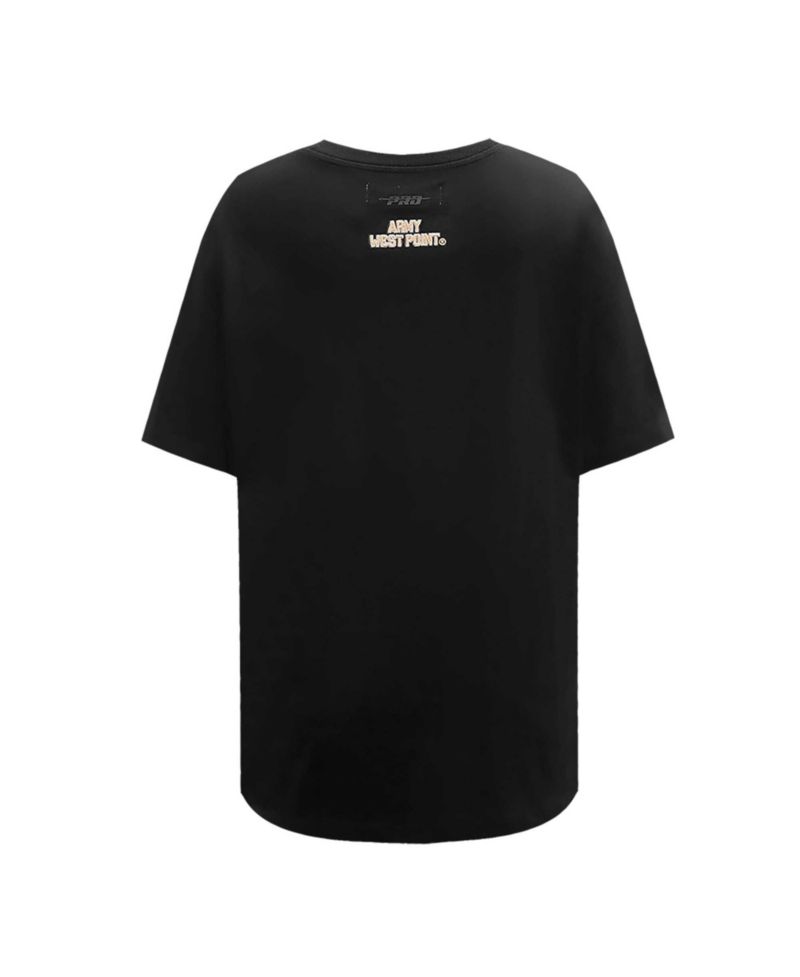 Women's Black Army Black Knights Script Tail Oversized Boyfriend T-Shirt