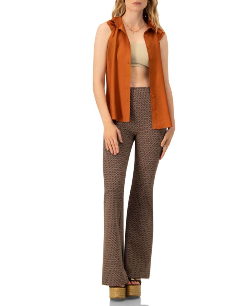Women's Sleeveless High Neck Blouse with Front Buttons