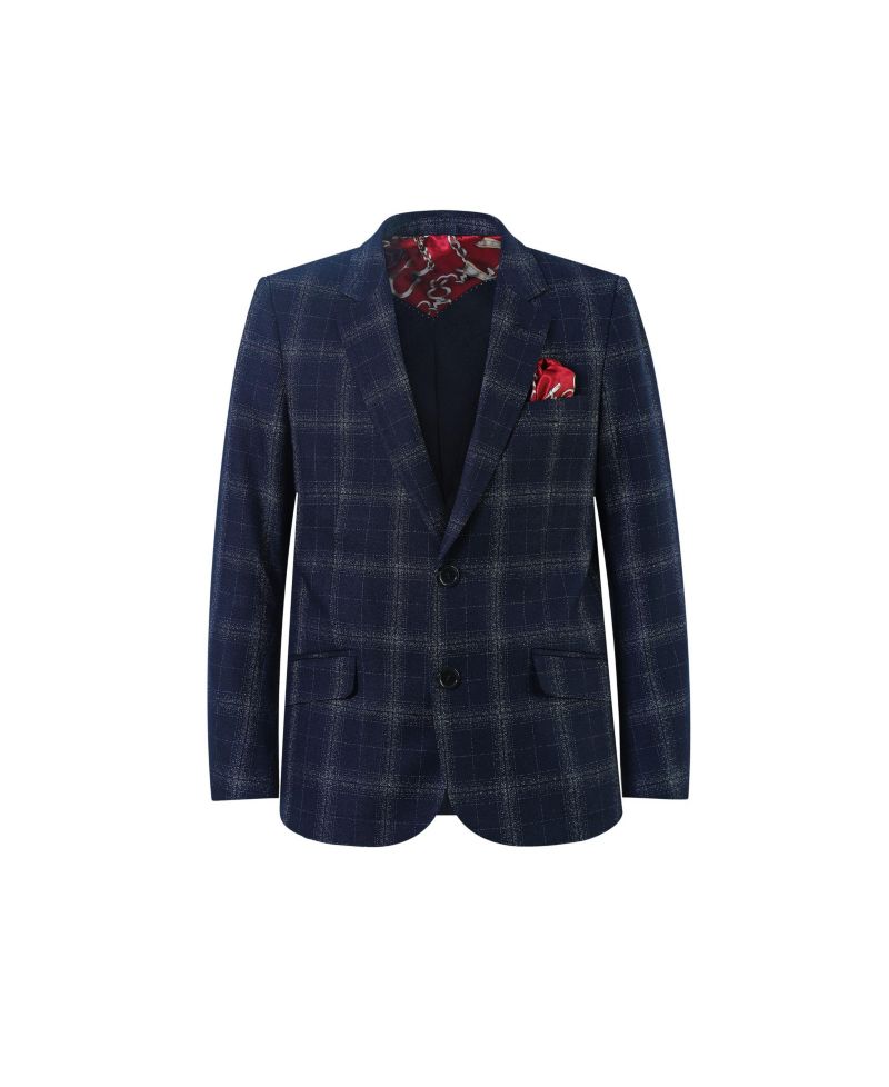 Boys Blue Printed Slim Fit Shirt
