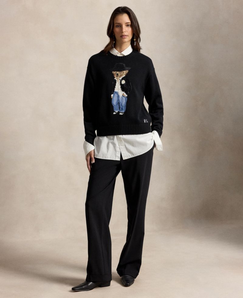 Women's Polo Bear Long-Sleeve Crewneck Sweater