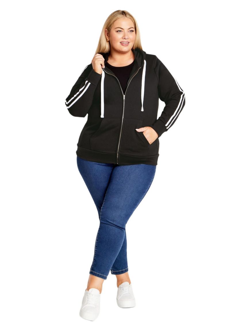 Women's Plus Size Side Stripe Zip Hoodie