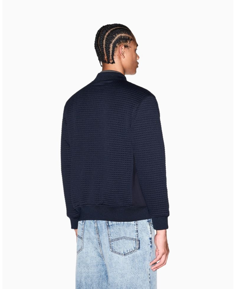 Men's Quilted Textured Bomber Jacket