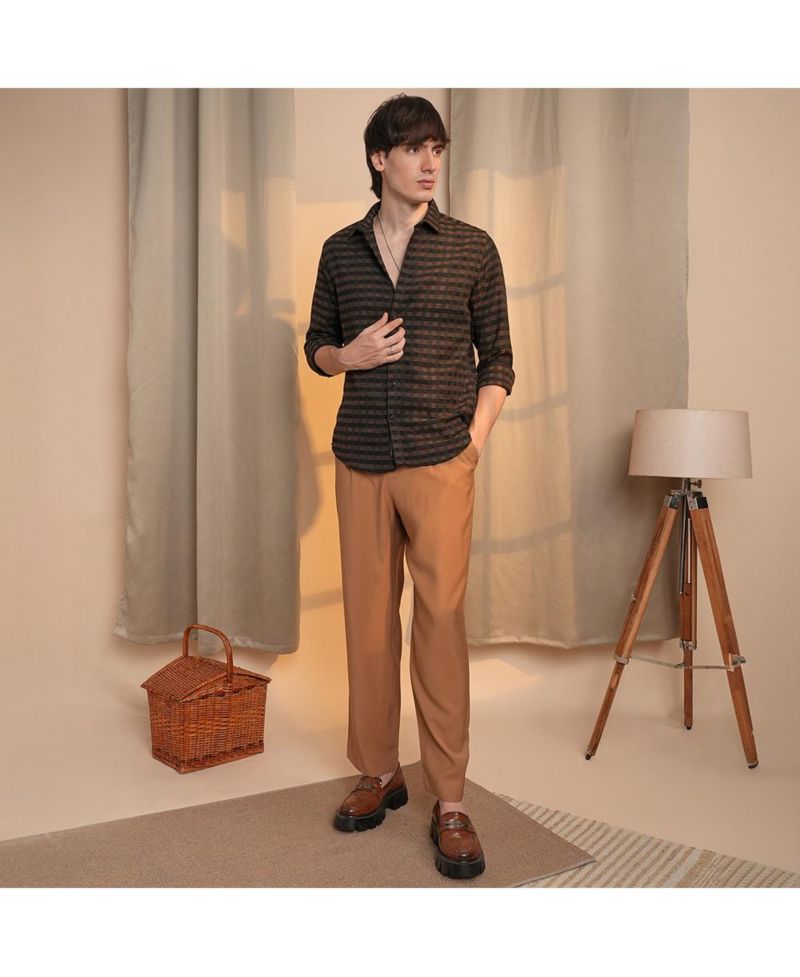 Men's Chocolate Brown & Charcoal Black Gingham Shirt