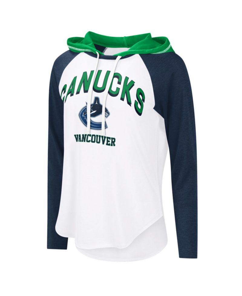 Women's G-III 4Her by Carl Banks White Vancouver Canucks VIP Raglan Long Sleeve Hoodie