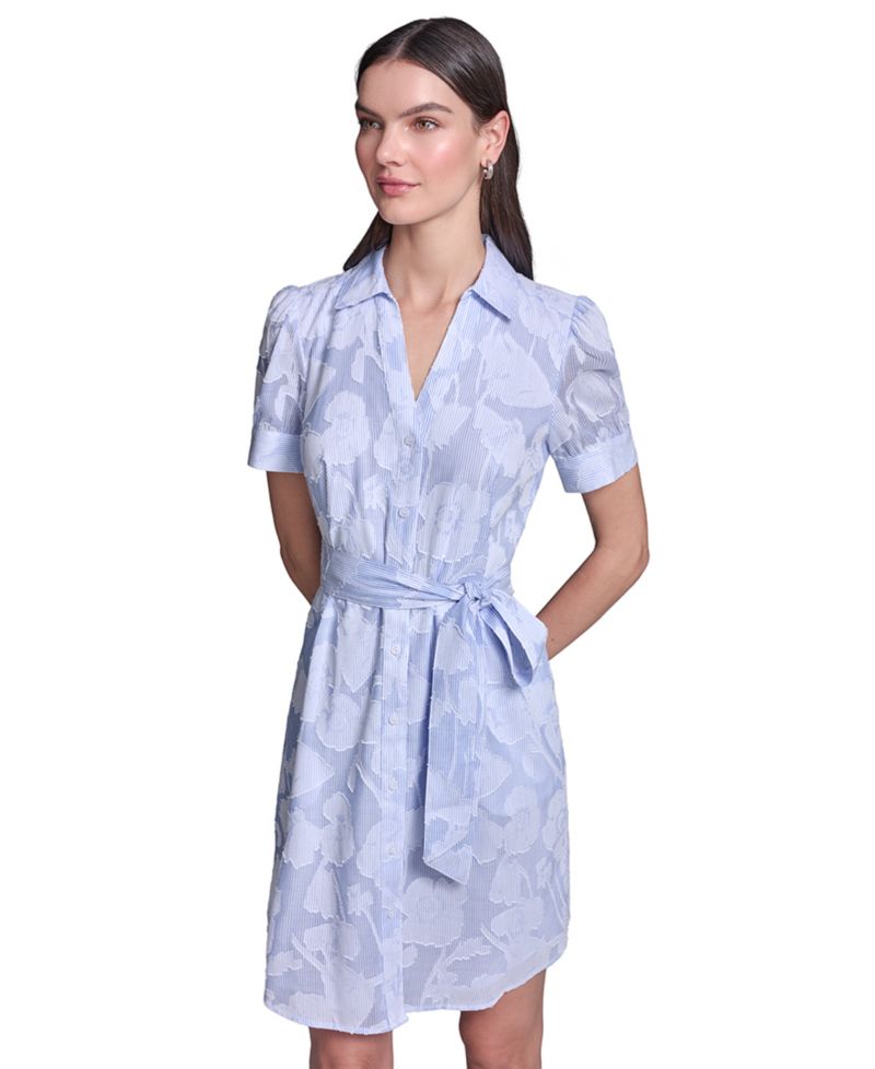 Women's Floral Burnout Cotton Shirt-Dress