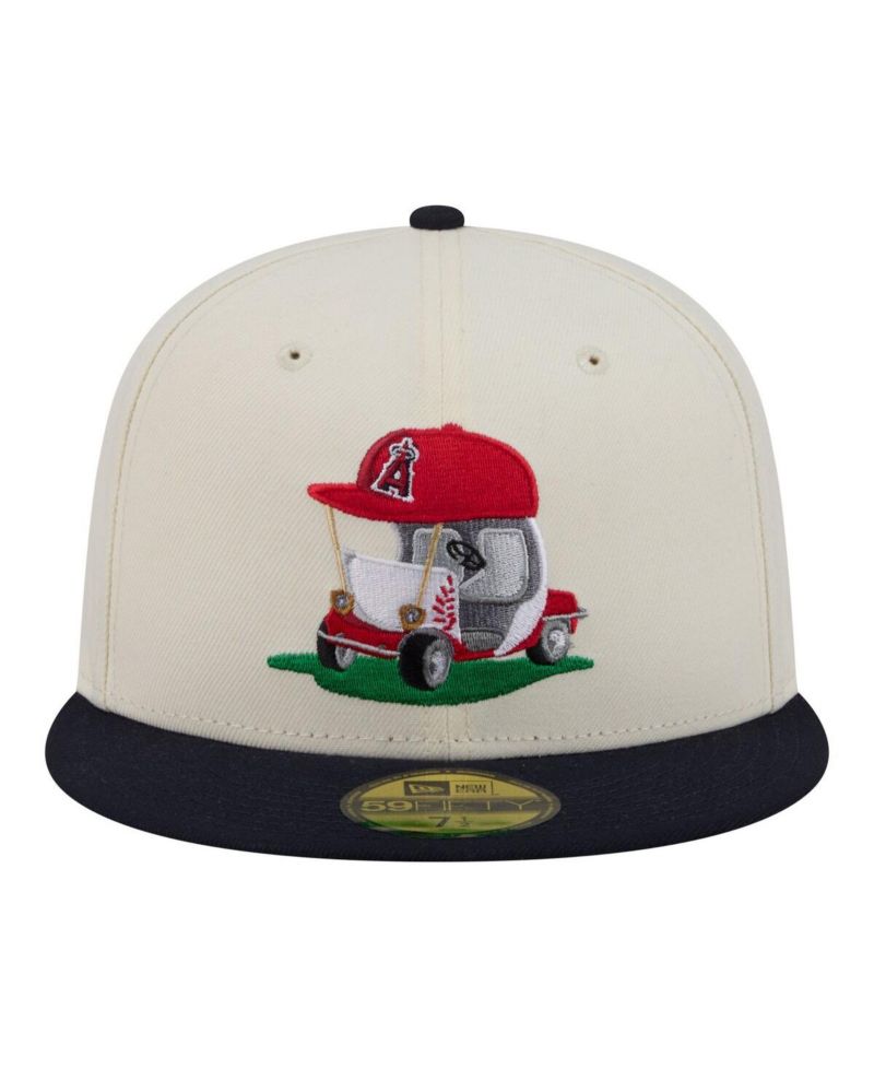 Men's Cream/Navy Los Angeles Angels Bullpen Cart 59FIFTY Fitted Hat