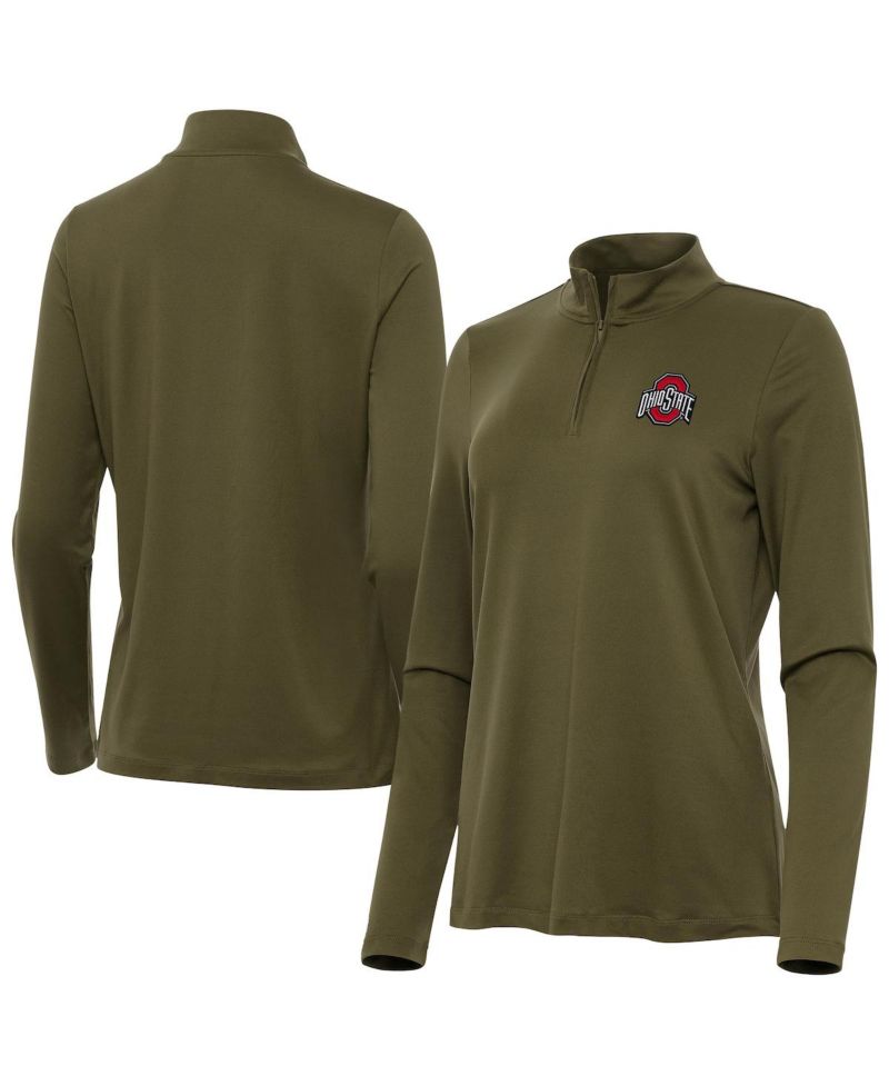 Women's Olive Ohio State Buckeyes Reprocess Quarter-Zip Top