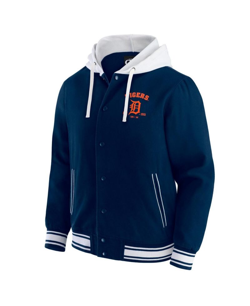 Men's Navy Detroit Tigers Full-Snap Hooded Jacket