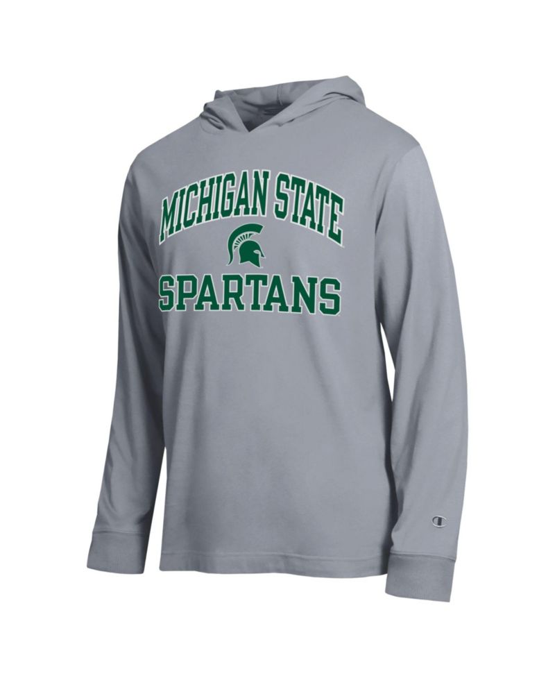 Men's Heather Gray Michigan State Spartans High Motor All-Star Long Sleeve Hooded T-Shirt