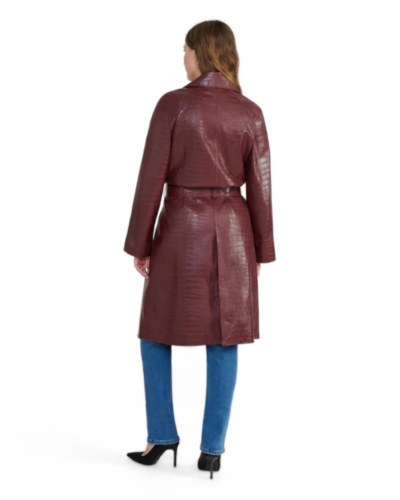 Women's Sloane Croc-Embossed Leather Trench Coat