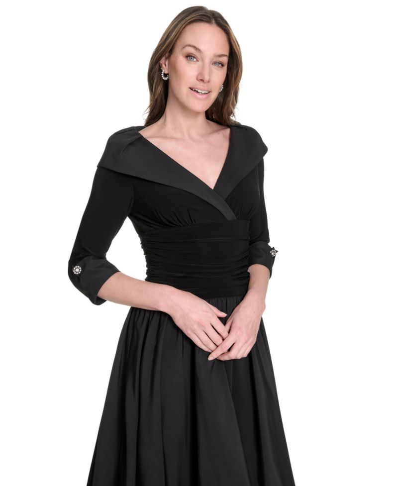 Women's Mixed-Media Fit & Flare Midi Dress