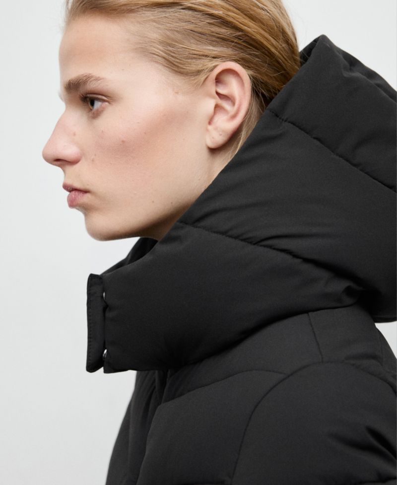 Women's Hood Midi Quilted Anorak Coat