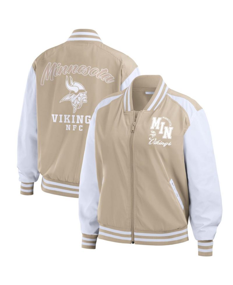 Women's Tan Minnesota Vikings Tonal Full-Zip Bomber Jacket