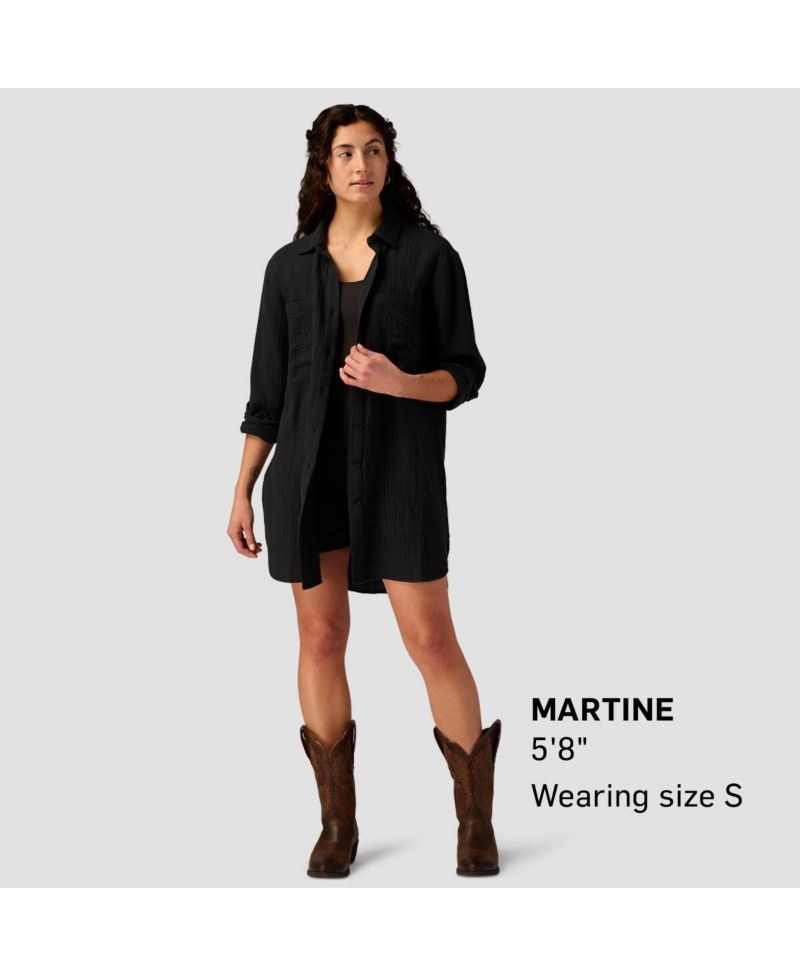 Women's Cotton Gauze Long-Sleeve Button-Up Shirt