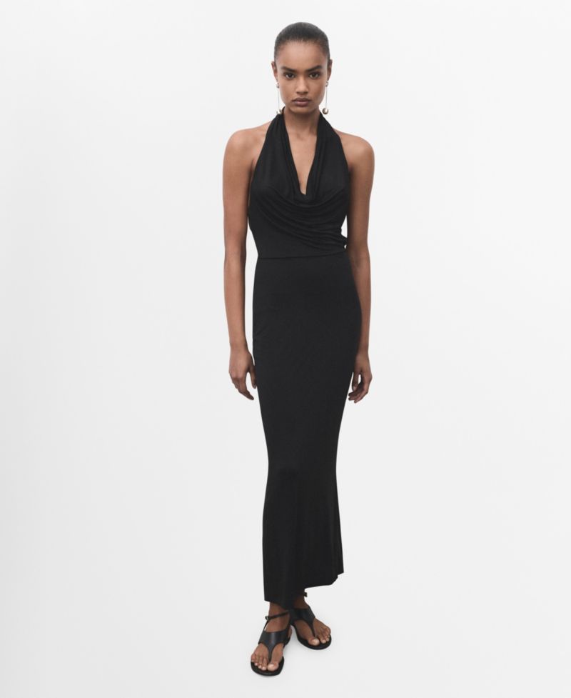Women's Draped Open-Back Dress