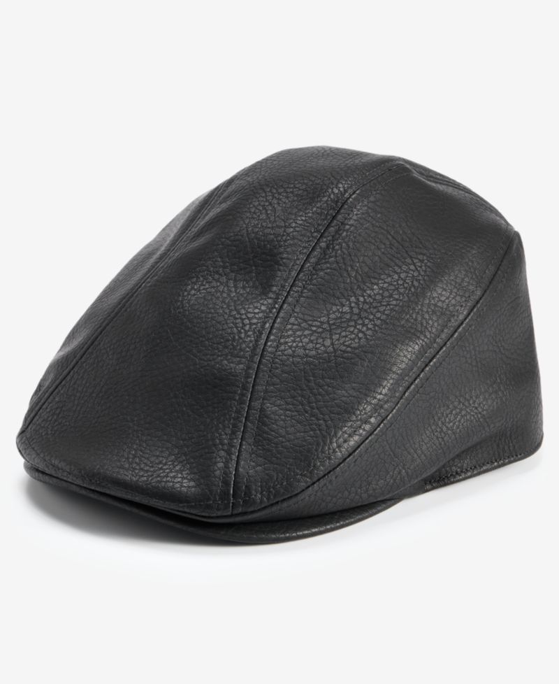 Men's Ivy Faux-Leather Flat Cap