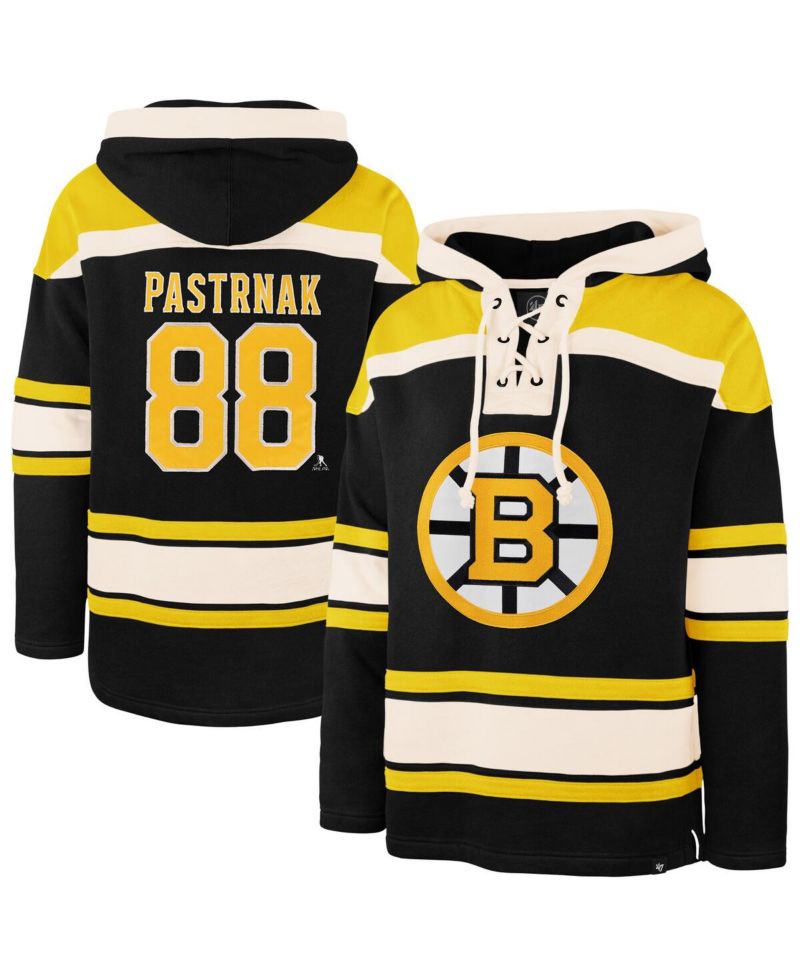 Men's David Pastrnak Black Boston Bruins Player Name & Number Lacer Hoodie
