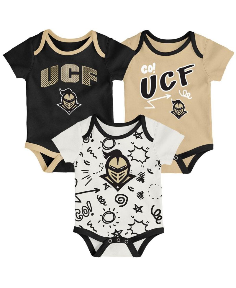Baby Boys and Girls 3-Pack Black UCF Knights All Day Play Bodysuit Set