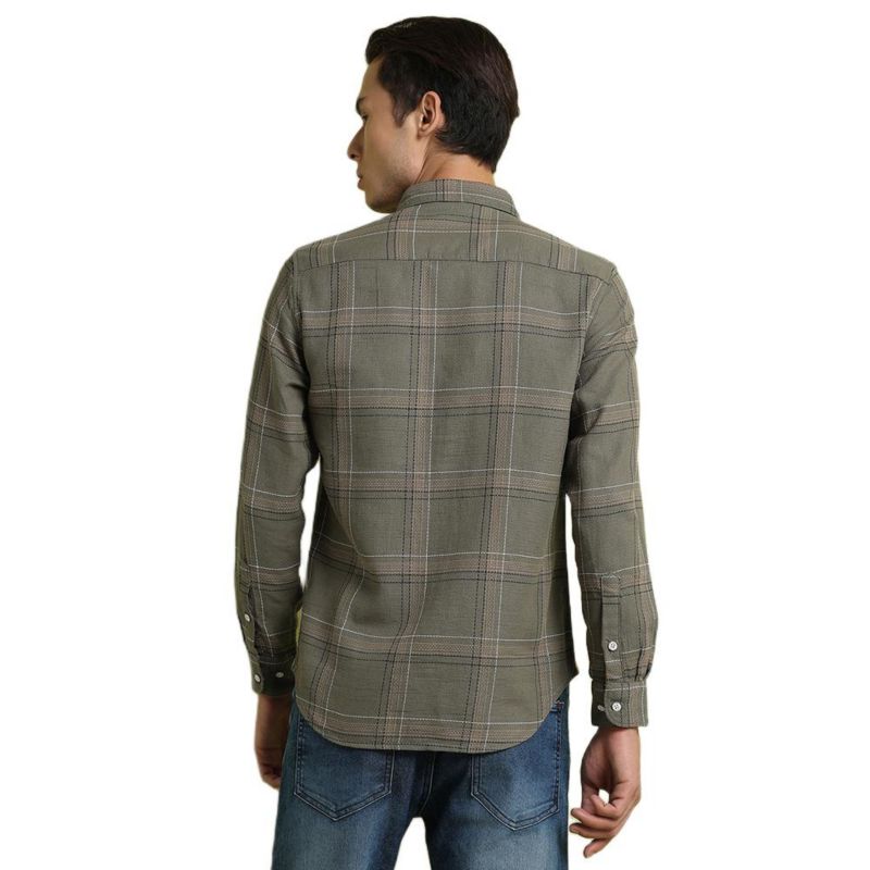 Men's Olive Green Maxi Tartan Plaid Shirt