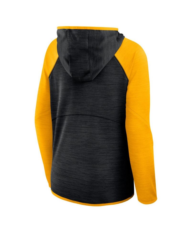 Women's Black/Gold Pittsburgh Steelers Redzone End Around Pass Raglan Full-Zip Hoodie