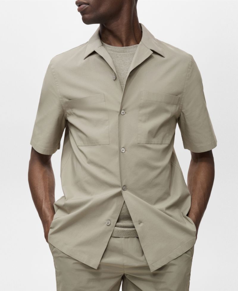 Men's Pockets and Bowling Collar Shirt