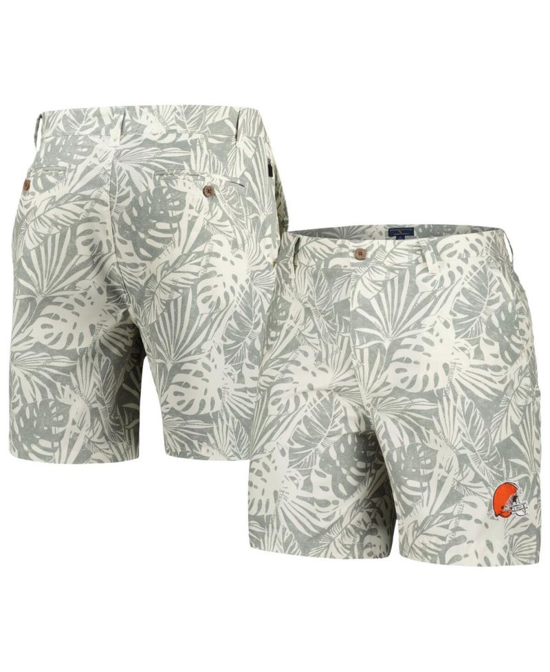 Men's Gray Cleveland Browns Sandwashed Monstera Print Amphib Shorts
