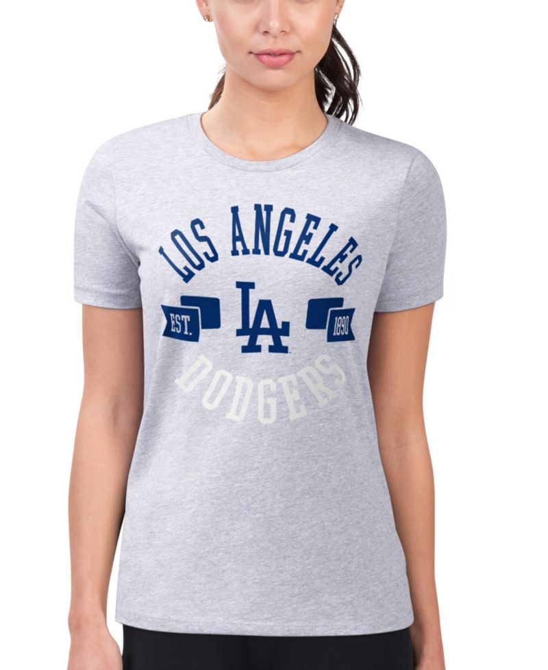 Women's Heather Gray Los Angeles Dodgers Super-Slim Fit Lightweight City Graphic T-Shirt