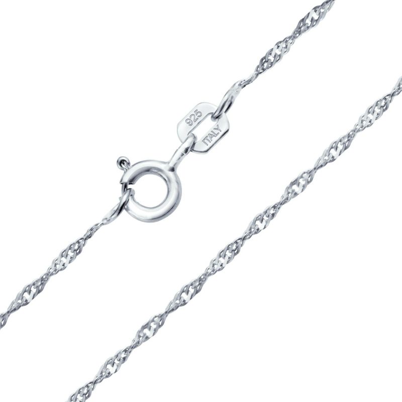 Thin 1.5MM 925 Sterling Silver Twist Rope Singapore Chain Link Necklace 18"